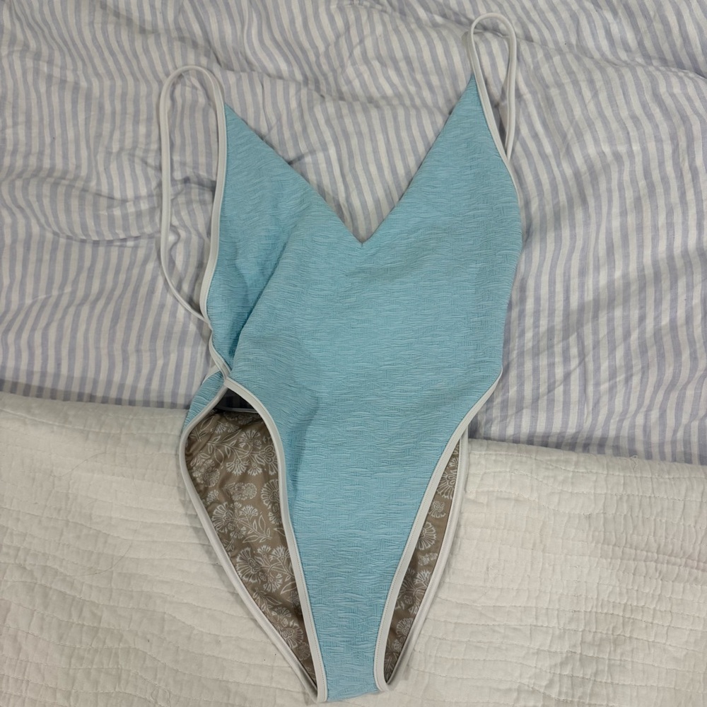 Free People Light Blue One-Piece Swimsuit
